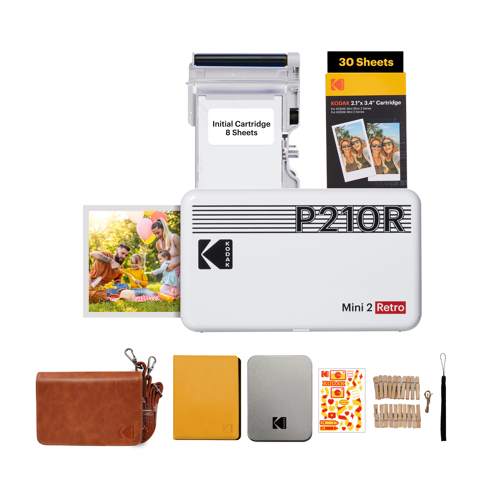 Kodak P210R Mini 2 Retro + カートリッジ30枚x2 Kodak Mini 2 Retro Portable Instant Photo Printer | 2.1 x