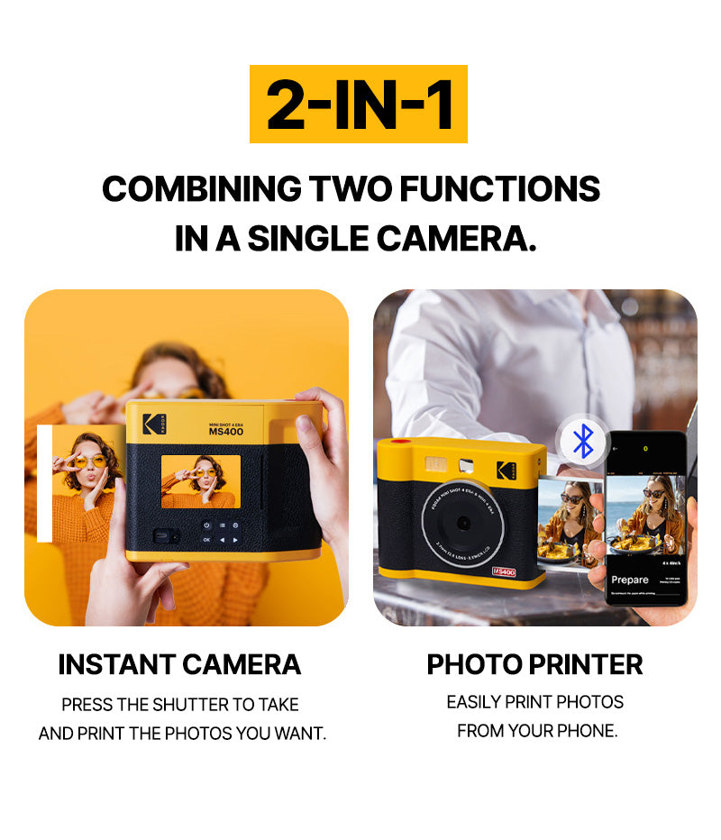 KODAK Mini Shot 4 ERA 2-in-1 Instant Camera and Photo Printer (4x4inch ...