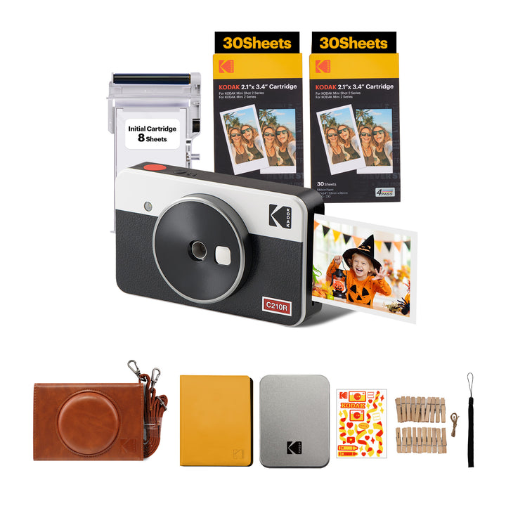 KODAK Mini Shot 2 Retro 4PASS 2-in-1-Sofortbildkamera und Fotodrucker (2,1 x 3,4 Zoll) + 68 Blatt Geschenkpaket 