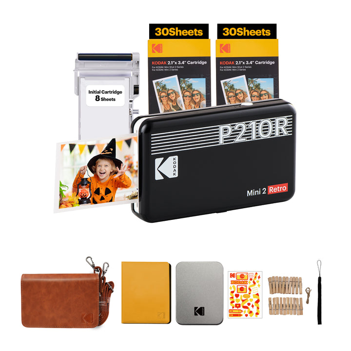 KODAK Mini 2 Retro 4PASS tragbarer Fotodrucker (2,1 x 3,4 Zoll) + 68 Blatt Geschenkpaket 