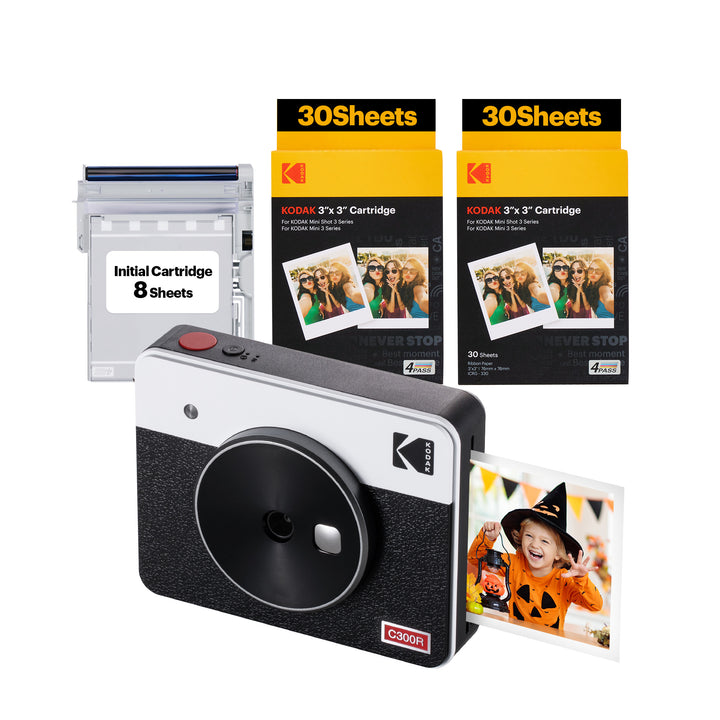 KODAK Mini Shot 3 Retro 4PASS 2-in-1-Sofortbildkamera und Fotodrucker (3 x 3 Zoll) + 68 Blatt Bundle 