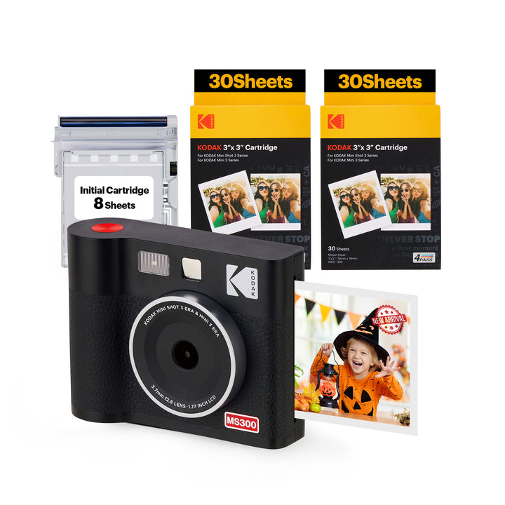 KODAK Mini Shot 3 ERA  2-in-1 Instant Camera and Photo Printer Cartridge Bundle (3x3inches) (Camera + 68 Sheets)