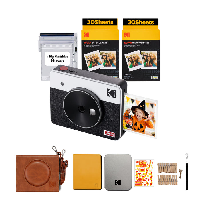 KODAK Mini Shot 3 Retro 4PASS 2-in-1-Sofortbildkamera und Fotodrucker (3 x 3 Zoll) + 68 Blatt Geschenkpaket 