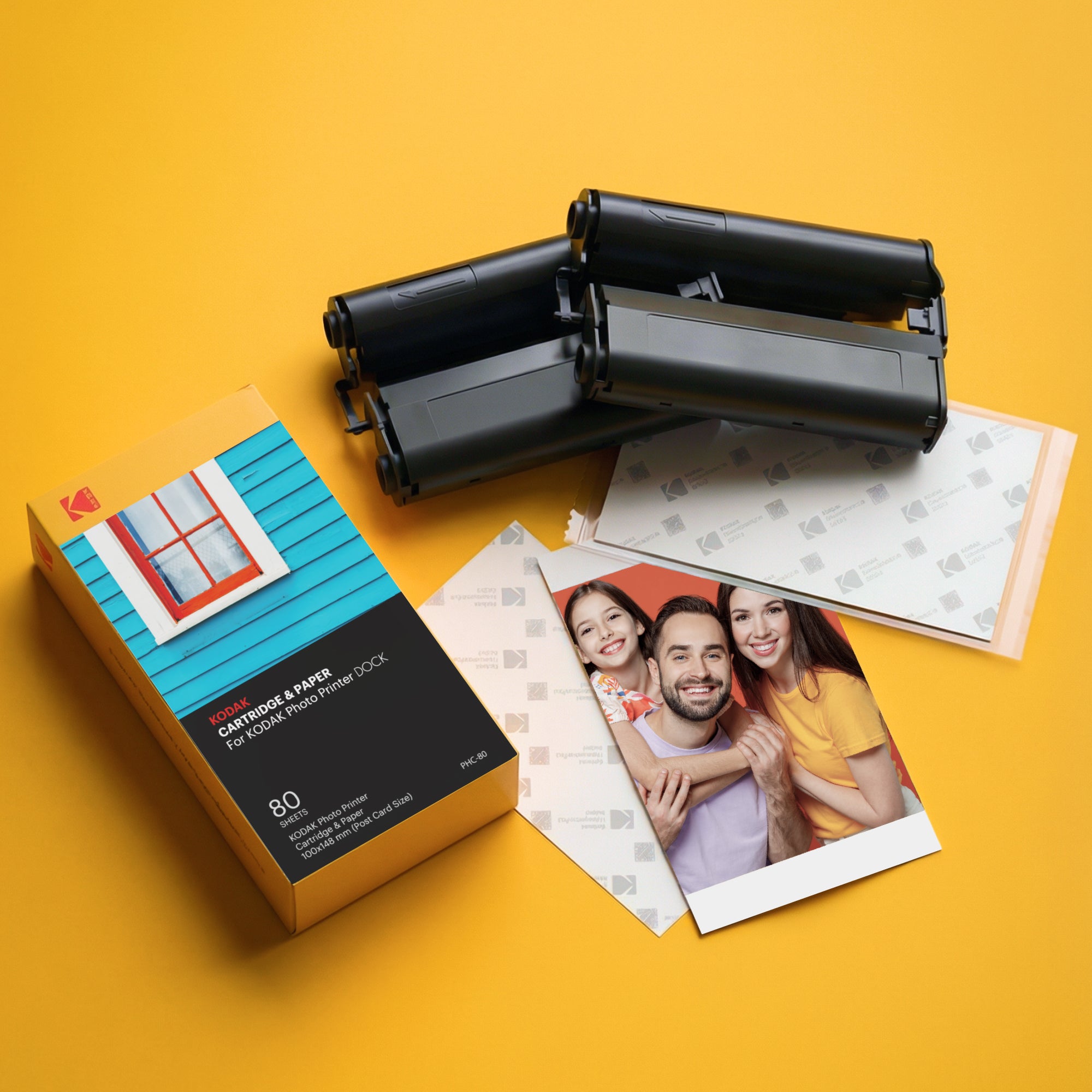 KODAK 4PASS 4x6 Inch Cartridge & Paper, 80 Photos (PHC-80)