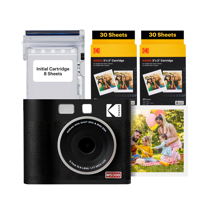 KODAK Mini Shot 3 ERA 2-in-1-Sofortbildkamera und Fotodruckerpatronenpaket (3 x 3 Zoll) (Kamera + 68 Blatt) 