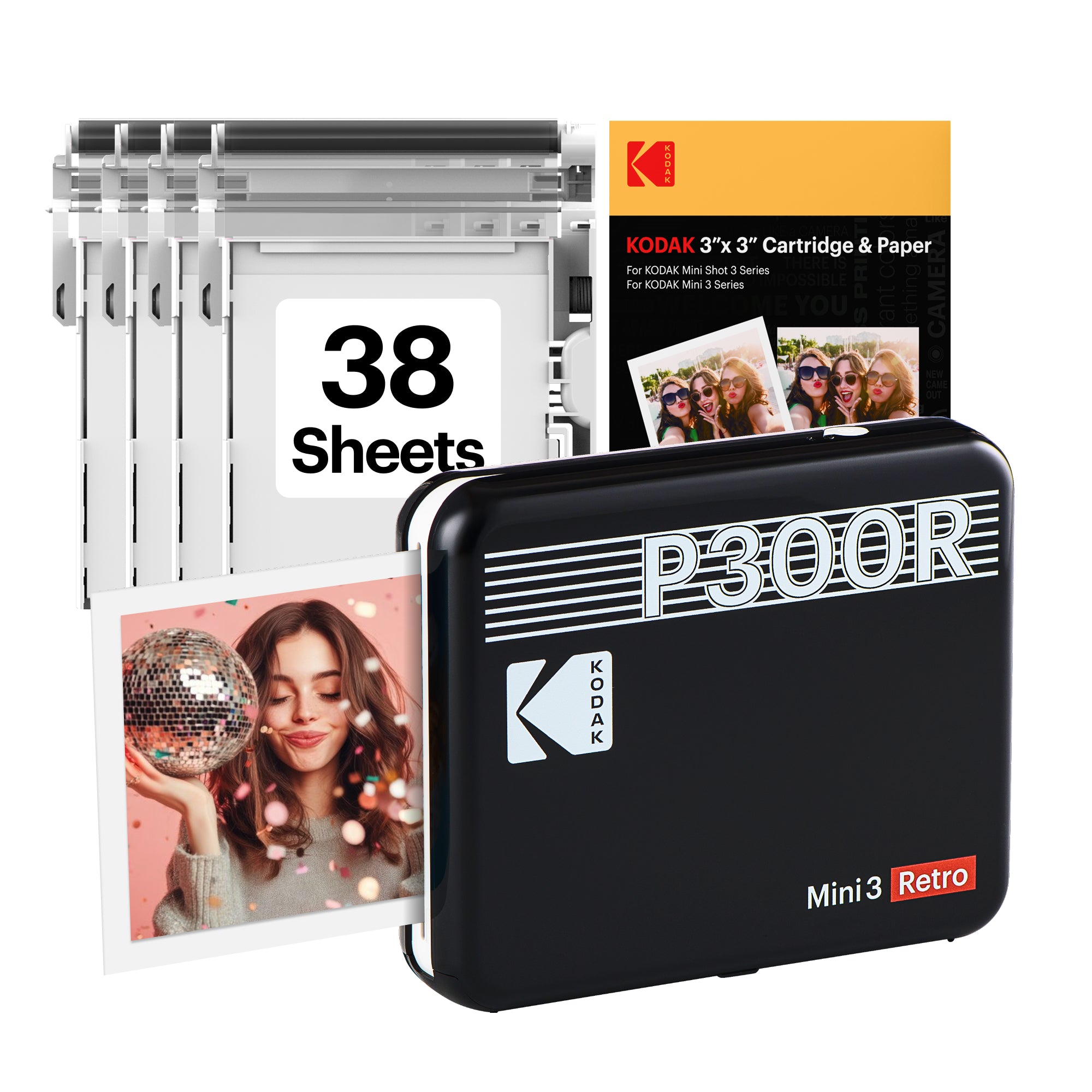 KODAK Mini 3 Retro 3x3 Inch P300R 38 Sheet Bundle
