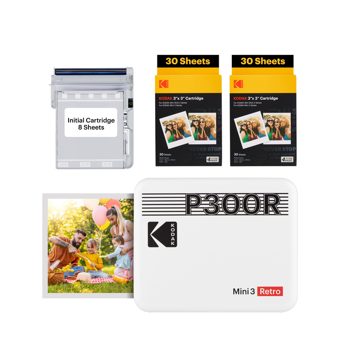 KODAK Mini 3 Retro Portable Photo Printer 60 Sheets Bundle