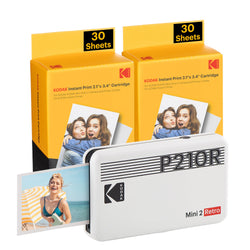 KODAK Mini 2 Retro 4PASS tragbarer Fotodrucker (2,1 x 3,4 Zoll) + 68 Blatt Bundle 